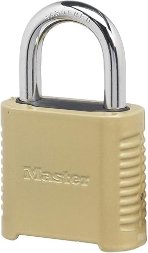 Master Lock Cerradura de combinación para exteriores resistente 875D, acabado de latón