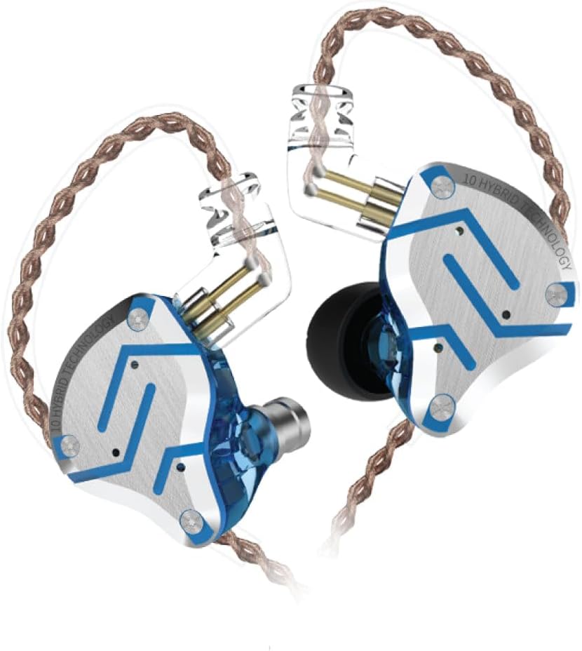 KZ ZS10 Pro in Ear Monitor Earphone,5 Driver Hybrid Dynamic Driver Balanced Armature IEM (Without Mic, Glare Blue)