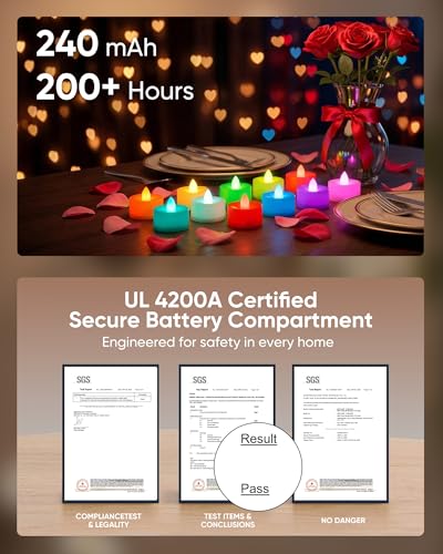 Image of Homemory Color Changing Tea Lights Candles Battery Operated, Flickering Flameless LED Votive Candles, 7 Color Tealights for Halloween, Witchy Party, Birthday Party, Kids Room, DIY Decor, 50-Pack