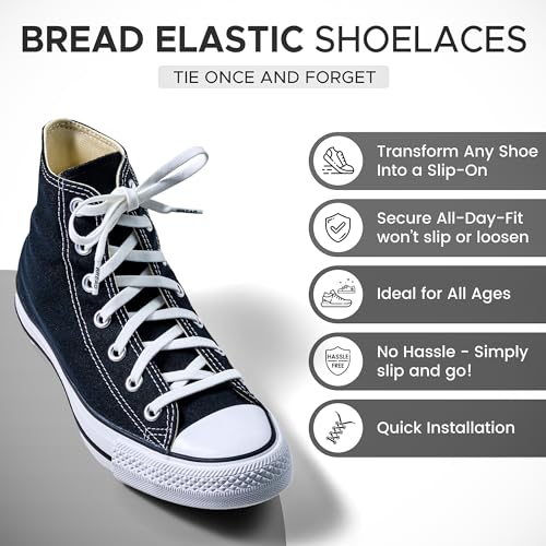 bread elastic shoelaces  tie once slip on  stretch shoelaces that look real for sneakers boots amp everyday wear