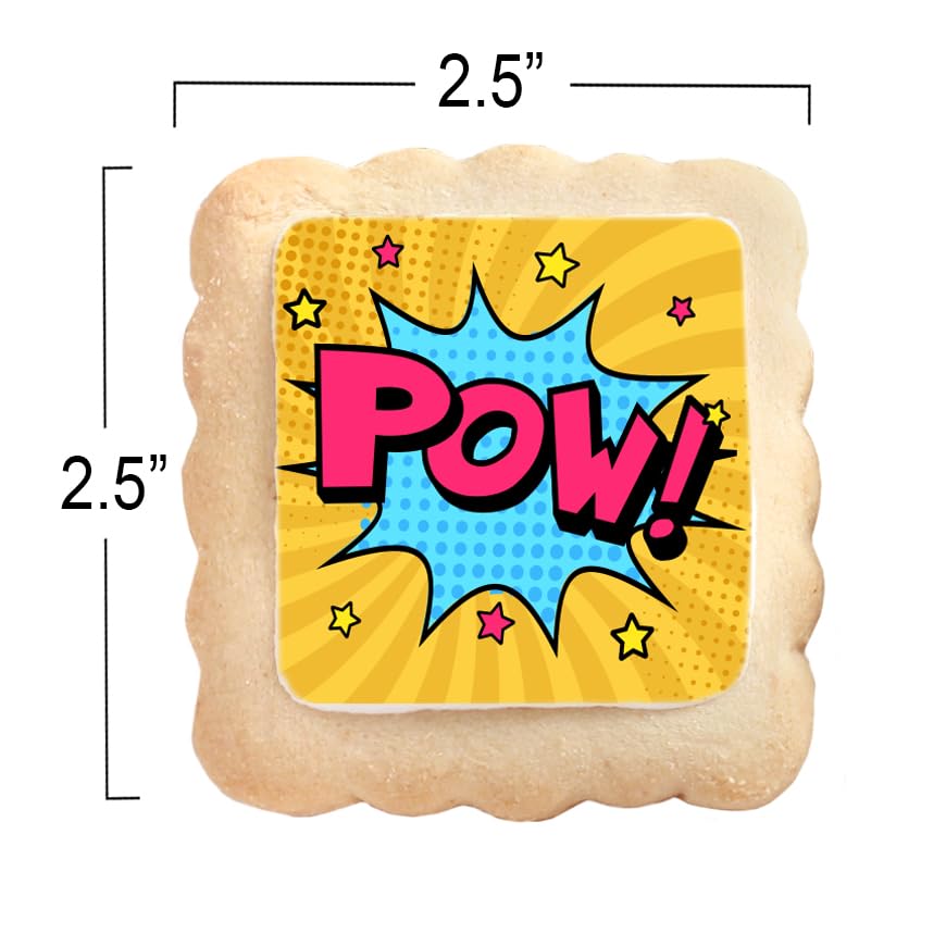 Image of Superhero Cookies 24 Pack | Bulk Party Favors Birthday Party | Individually Wrapped | Pow Boom Bang Wow Treats Snacks