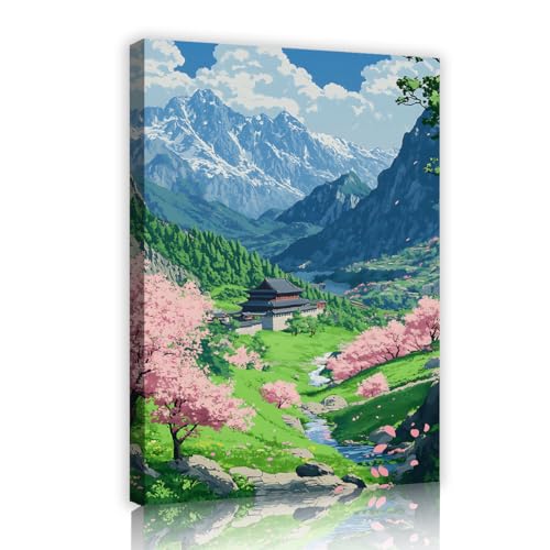 Toile de cerisier japonais YUNART 65x100cm tableau nature asiatique sur cadre intérieur