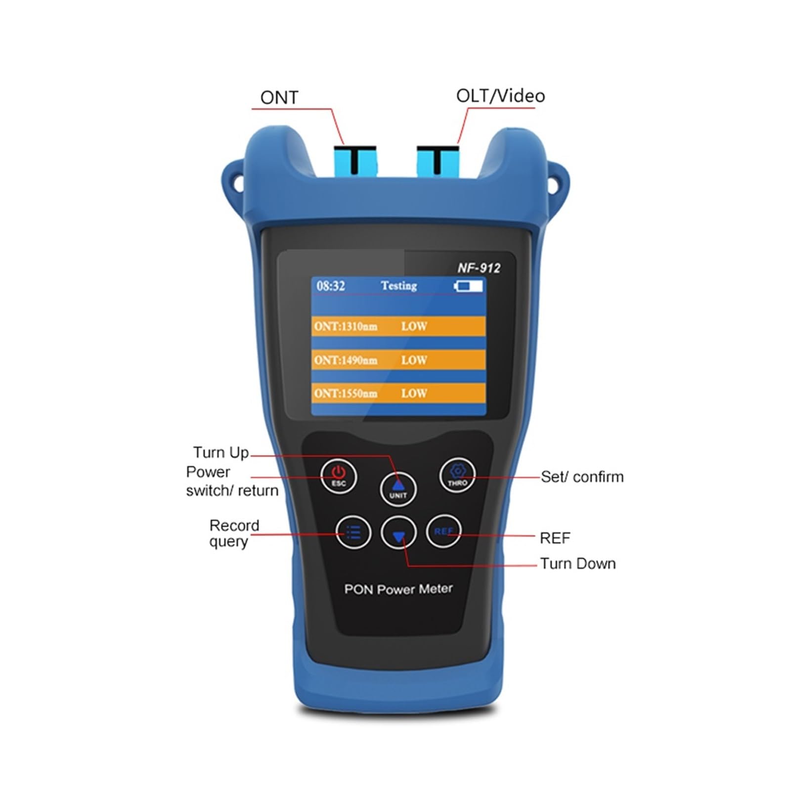 Testeur de fibre optique, Compteur De Puissance Optique PON Fiber Portatif 1330nm/1490nm/1550nm Testeur OTDR Avec Port SC