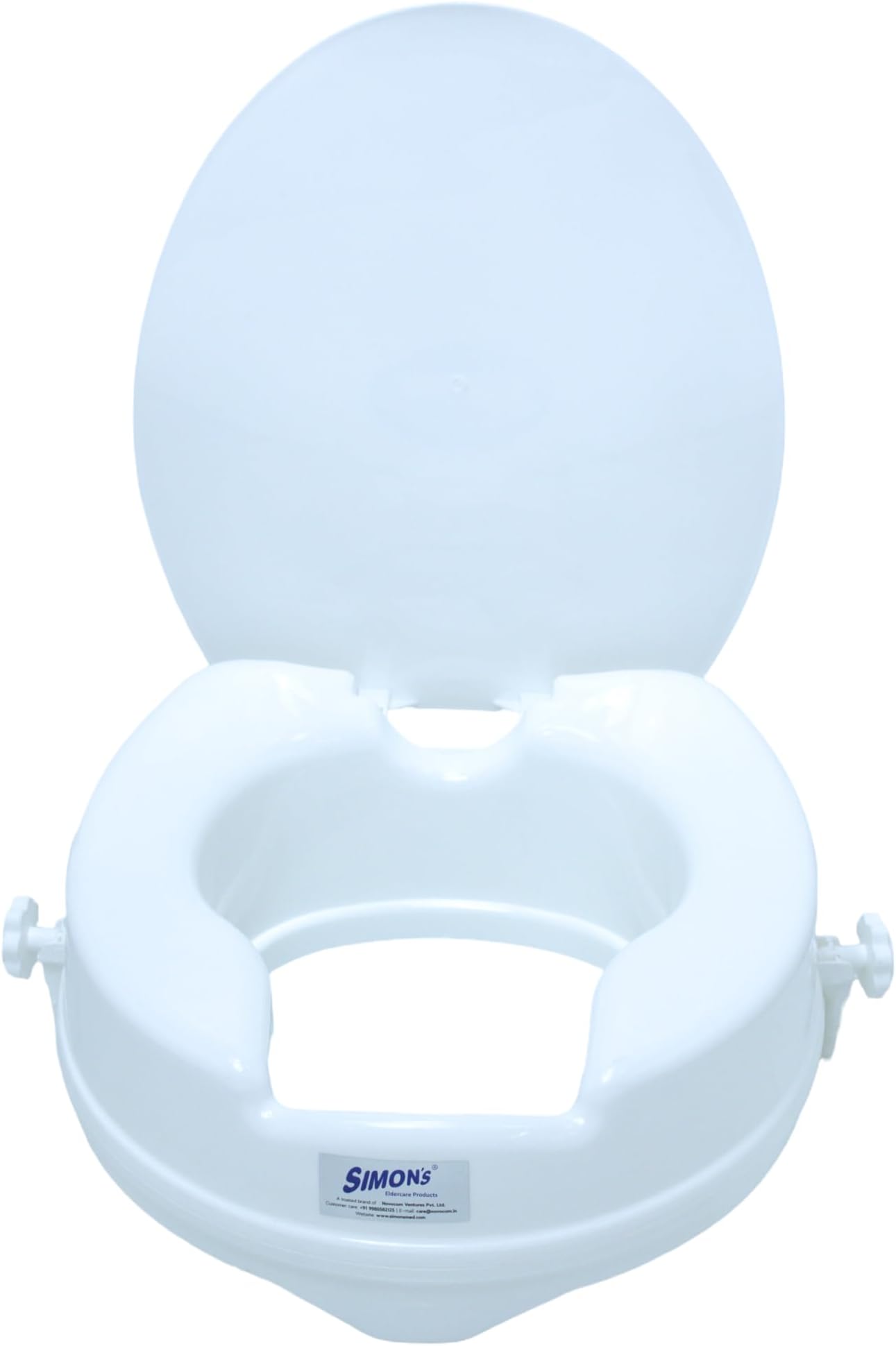 Simon’s Heavy-Duty 6 Inch Commode seat raiser with lid cover – for elderly to sit and rise from commode toilets, portable seat extension for senior citizen with knee pain - Pack of 1