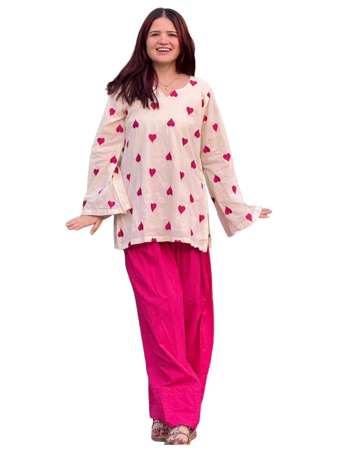 gosriki Farshi Salwar Suit for Women Viscose Embroidered | Co Ord Set for Woman | Straight Kurta Palazzo Outfit Round Neck V Slit Long Sleeve Ethnic Dress Womens Clothing-picture-13