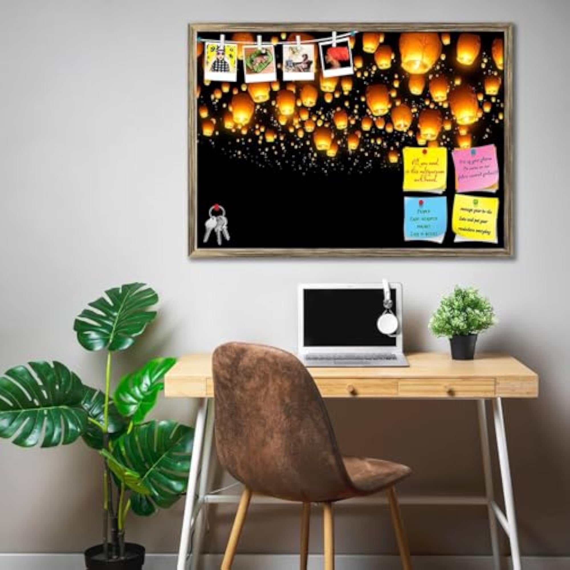 Flying Lanterns Bulletin Board with Push Pins