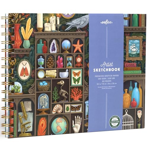 eeBoo Alchemist's Cabinet Spiral Bound Sketchbook, 80 Pages, 9.5" x 7.5"