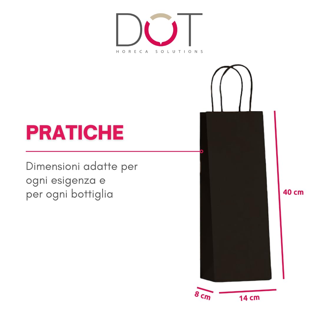 DOT Horeca Solutions Sacchetti Portabottiglia Neri 14x8x40 cm, 50 Pezzi