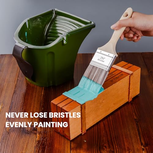 Mister Rui Paint Brushes, Paint Cup with Paint Bucket Liners, Sanding Sponge, Professional Paint Brush Set for Smooth Finish, Wall, Furniture, Trim - Image 3