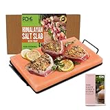 POHS Himalayan Salt Block Cooking Plate 12x8x1.5 for Cooking, Grilling, Cutting and Serving, with Metal Tray & Recipe Booklet Unique Gifts for Men, Women, Chefs & Cooks