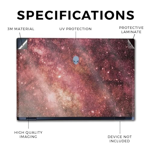 Image of Glossy Glitter Laptop Skin Compatible with Alienware M16 R2 (2024) - Red Stars - Premium 3M Vinyl Protective Wrap Decal Cover - Easy to Apply | Crafted in The USA by MightySkins