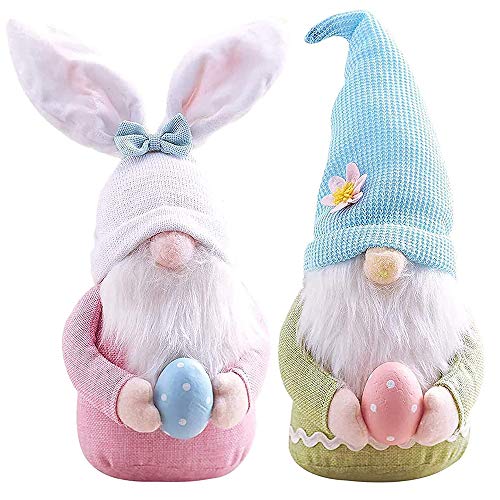 Oaxvou Gnomo de coelho de páscoa, 2 peças, gnomos Gonks, coelho de mão, ovos de Páscoa, ornamentos para casa, decorações de bonecas sem rosto, presentes de Páscoa para crianças