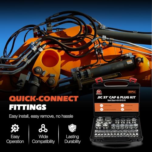 Image of SPARKWHIZ 80pcs Hydraulic Cap and Plug Kit compatible with JIC 37 Flare Hose Tube and Pipe Fitting, Dash Sizes 4 6 8 10 12 16