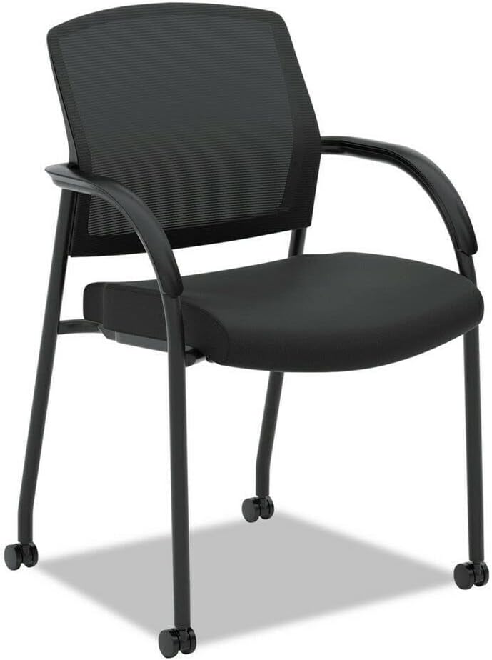 Office Chair Mesh Guest Side Chair Black Fabric Black Base Desk Chair Gaming Chair