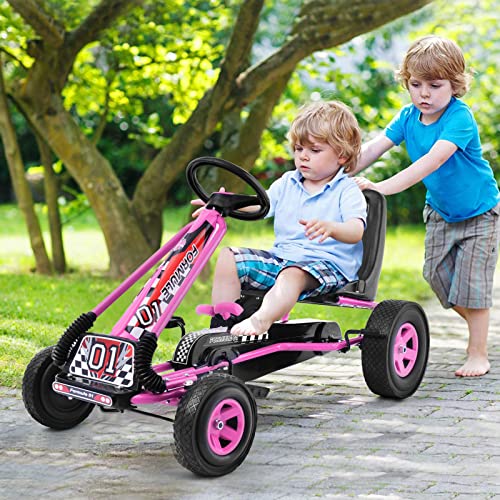 image for Costzon Go Kart for Kids, 4 Wheel Off-Road Pedal Go Cart w/Adjustable 