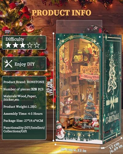 RONSTONE Christmas Cottage Book Nook Kit thumbnail 4