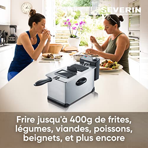 SEVERIN Friteuse 2 000 W, Friteuse électrique en inox d’une capacité de 3 L, Appareil de cuisson pour frites, légumes, viandes, poissons ou beignets, inox, FR 2431 – Image 4
