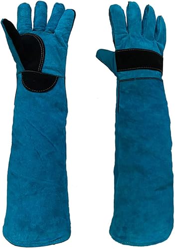 Guantes de mano de animales a prueba de mordeduras de 23.7 pulgadas, reforzados con Kevlar, multiusos, guantes de piel para mascotas, para perro,