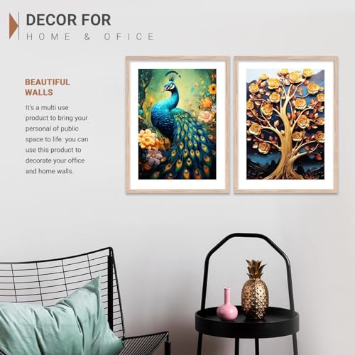 Image of kotart Wood Aesthetic Modern Art Wall Paintings With Frame For Living Room Bedroom Office Wall Decoration - Home Decor Frames Set of 2 (Art 4, 19x25 inch)
