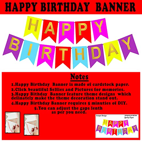 Image of Party Propz Multicolour Balloons for Birthday Decoration -set of 47Pcs Multicolour Balloons for Decoration | Metallic Balloons Multicolour | Happy Birthday Banner(cardstock) | Paper Fan Decoration Set