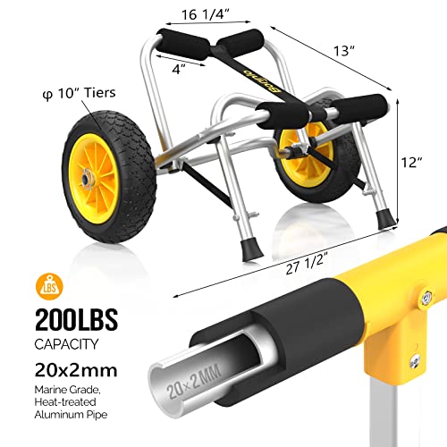image for Bonnlo Universal Kayak Carrier Trolley Cart Dolly for Carrying Kayaks,