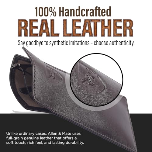 Image of ALLEN & MATE Genuine Leather Eyeglass Case, Slim Slip-In Reading Glasses