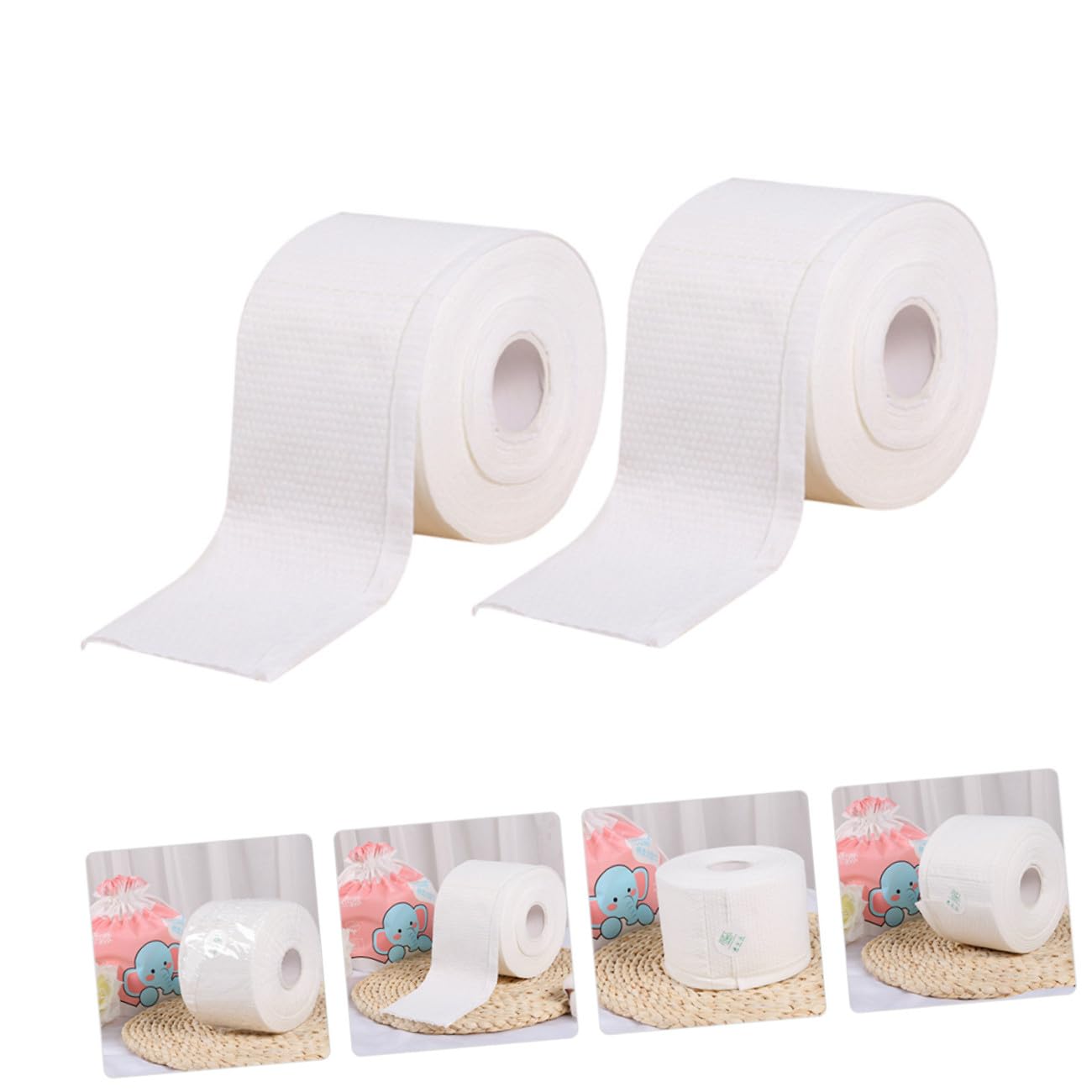 CALLARON 2 Sätze Gesichtstuch Sauber Wattepads Zum Entfernen Von Make-up Gesichts- Tücher Einfach Abschminktuch Reinigungstuch Gesichtsgewebe Make-up-wischtuch Baumwolle Weiß 2 Rollen * 2