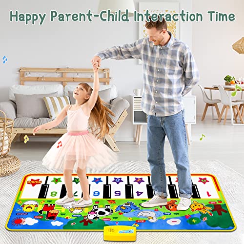 Best Piano Mats: make your kids happy with their footsteps on musical layout 22 M SANMERSEN Piano Mat, 53'' x 23'' Musical Toys for Toddlers Floor Piano Touch Playmat with 8 Animal Sounds, Music Keyboard Dance Mat Toddler Toys Gifts for Boys and Girls 1 2 3 4 5 Year Old #1
