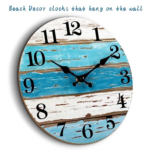 Image of CHYLIN Wall Clock, 18 Inch Beach Wall Clocks Battery Operated, Coastal Ocean Themed Blue Clock Decor for Lake House, Home Clearance, Kitchen, Pool, Bathroom(18 inch)