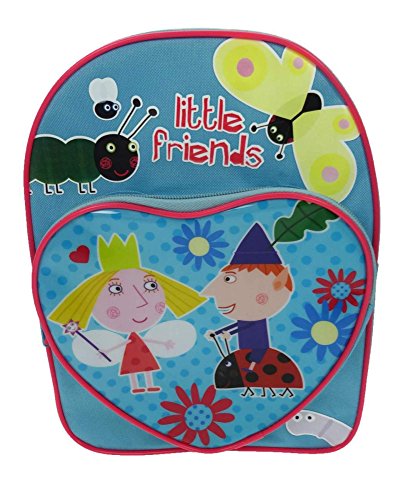 Ben & Holly - Mochila Infantil con Bolsillo de corazón, diseño de Dibujos y Texto en inglés Little Friends, Multicolor