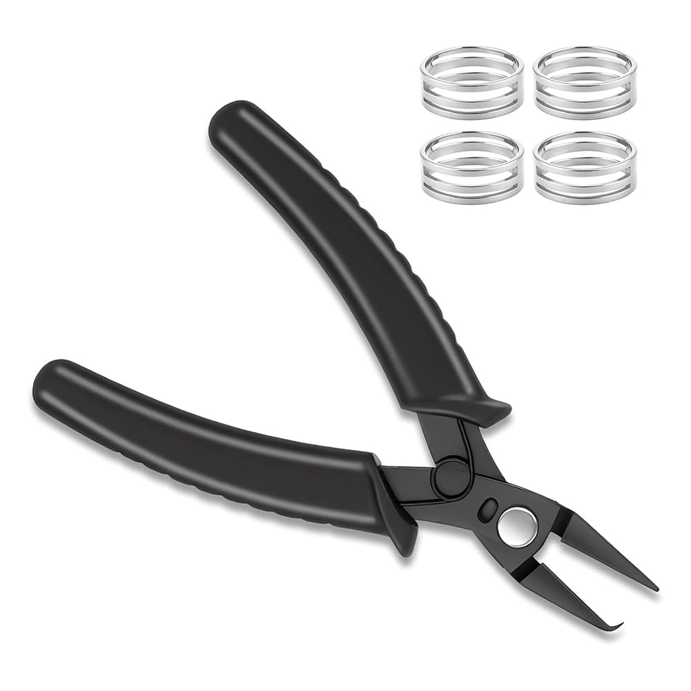 Jnchdghwa Black Split Rings Plier& Jumps Tool, Jump Ring Pliers With Jump Ring Opener Finger Tools Rings Pliers