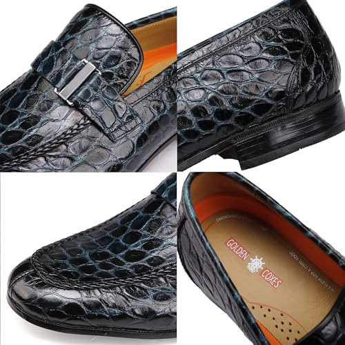 Image of Premium Dress Shoes for Men, Classic Alligator Printed Business Leather Dress Slip on Loafer Shoes for Mens