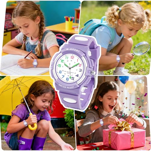 Image of CKV Kids Watch for Boys Girls Ages 5-12, Waterproof Time Teacher Easy to Read Analog Sport Outdoor Children Watches with Soft Band for Kids