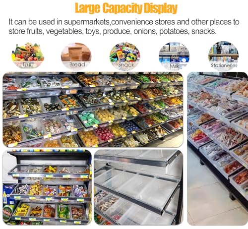 Półka ekspozycyjna do sprzedaży detalicznej, 4-poziomowy dwustronny stalowy stojak do sklepu spożywczego i supermarketów, pojemnik na żywność z plastikowymi pudełkami na przekąski, suszone owoce i