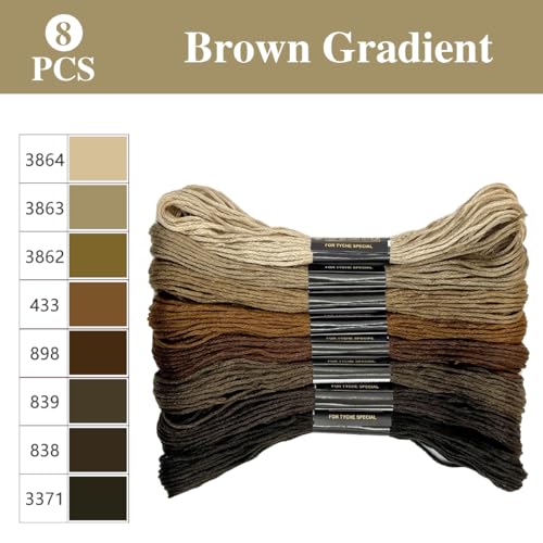 Image of 1 Pieces Cross StitchEmbroidery Floss,100% Eco-Cotton Cotton Premium Skeins, Ideal for Arts & Crafts (Brown Series 67980)