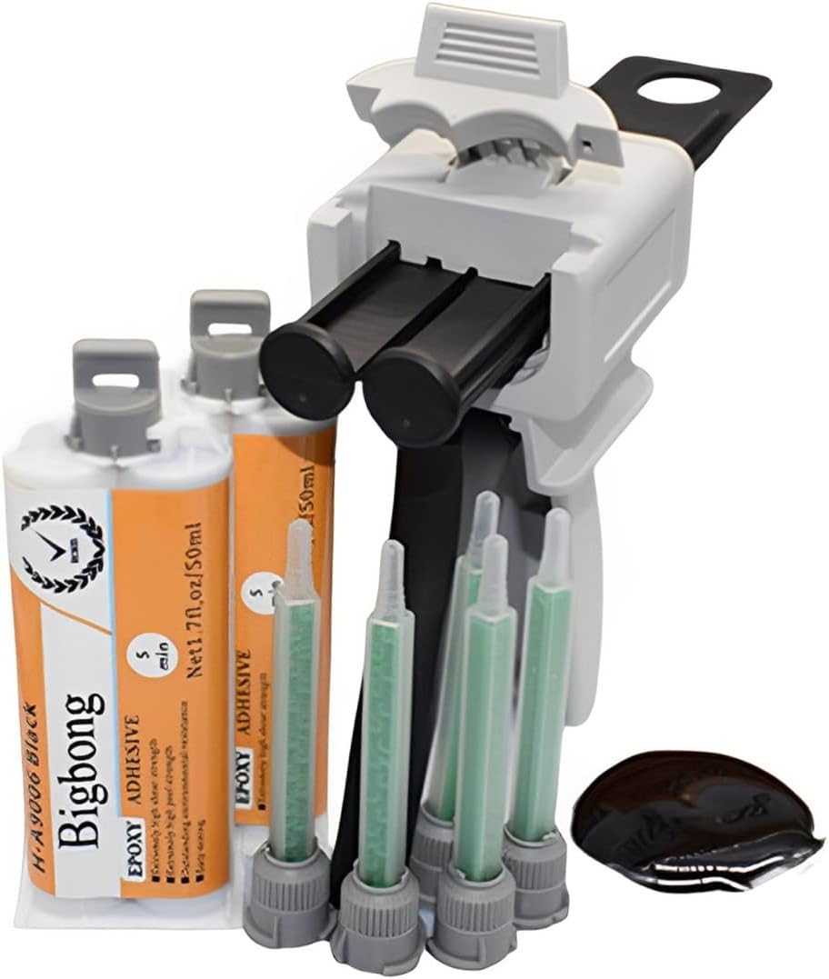2pcs 50ml 1:1 Epoxy Resin Black AB Glue Epoxy Glue 2-Part Epoxy Adhesive Epoxies & 5pcs 1:1 Mixing Nozzles Static Mixer & 1pc 50ml 1:1 Manual Applicator Dispensing Gun Dispenser Applicator