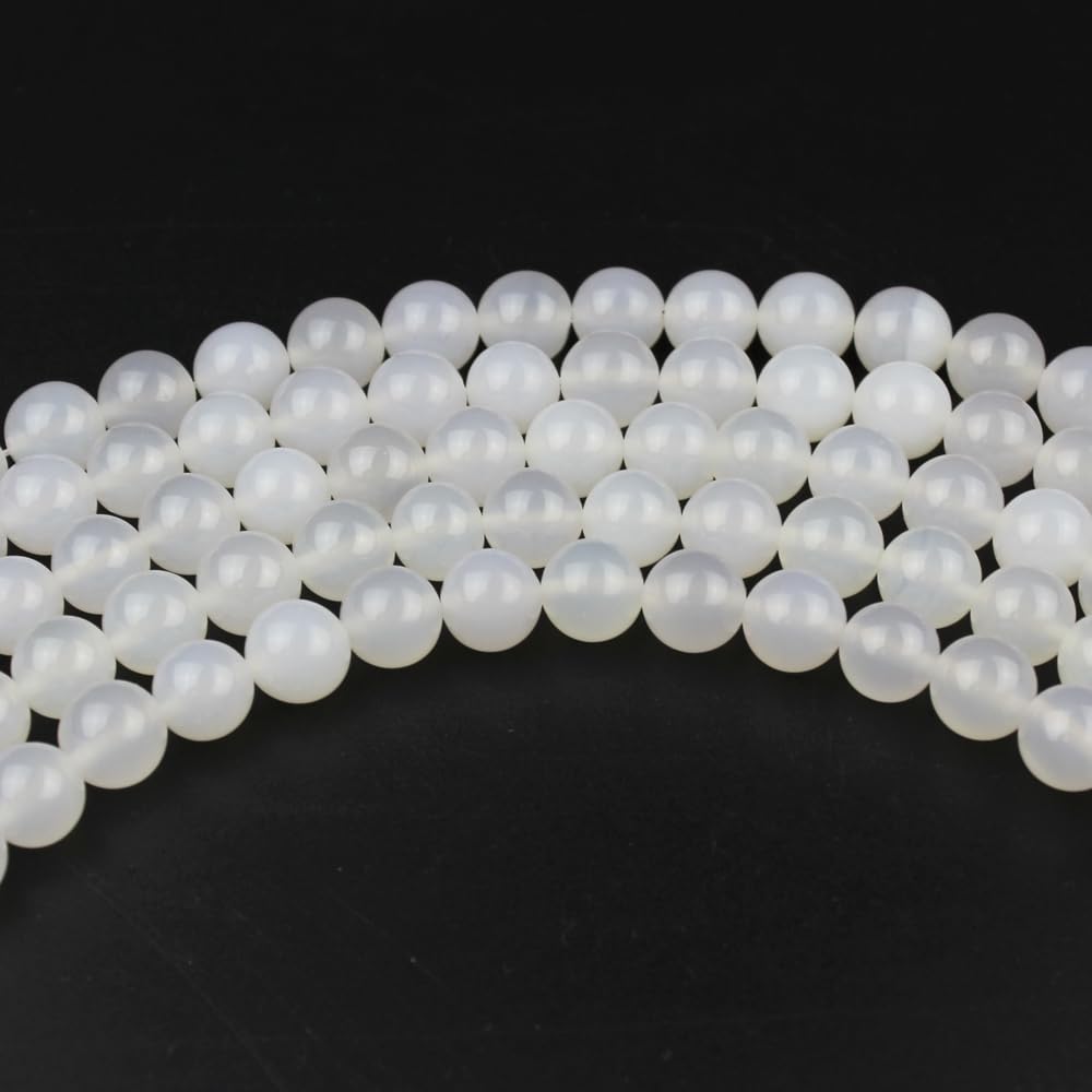 MJDCB Natural Round Stone Beads 4mm White Agate Loose Gemstone Beads for Jewelry Making Bracelet Necklace 85pcs - Image 4