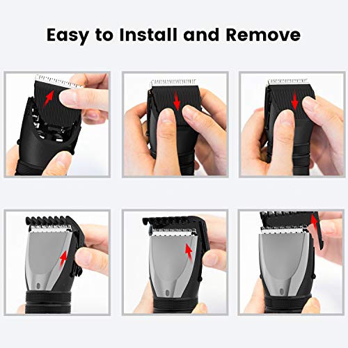 Hair Clippers for Men, BOIFUN Personal Care Hair Trimmers Set, Cordless Hair Clipper Rechargeable Hair Cutting Kits for Beard/Head/Face/All Over Body, with 2 Guide Combs, 5 Adjustable Length (Silver)