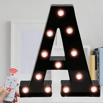 Amazon Com Oycbuzo Marquee Letter Sign Lights Light Up Black Letters Home Decor Name Signs Battery Operated Led Remote Timer Lighted Vintage Accessories Decorations A Clothing