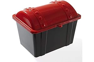 U.S. Toy Black and Red Wooden Treasure Chest Toy Box