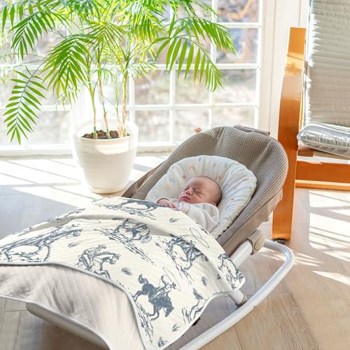 Image of Cowboys Horse Western Baby Blankets Soft Warm Crib Stroller Blanket for Toddler Newborn Girls Boys 30x40in