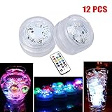 Soondar® 12x Aquarium Fish Tank Bar Waterproof Submersible 3-LED Tea Light, Vase Light, Remote Control LED Light