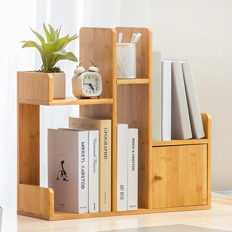Étagère de bureau en bambou avec rangement intégré résine imitation rotin pour comptoir
