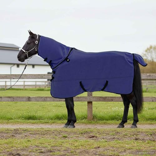 Manta para caballos 125cm impermeable azul marino de poliéster forrada para invierno y sauce exterior