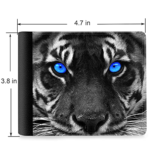 (Jungle Tiger witl Blue Eyes Front Pocket Slim Bifold Leather Wallet RFID Blocking with ID Window for Men2
