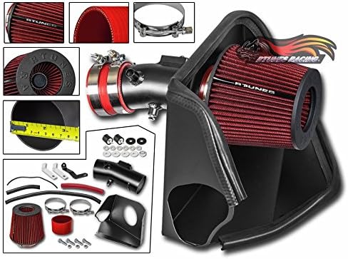 R&L racing Cold Heat Shield Air Intake Matte Black + RED Filter For 07-12 Nissan Altima with 3.5L V6