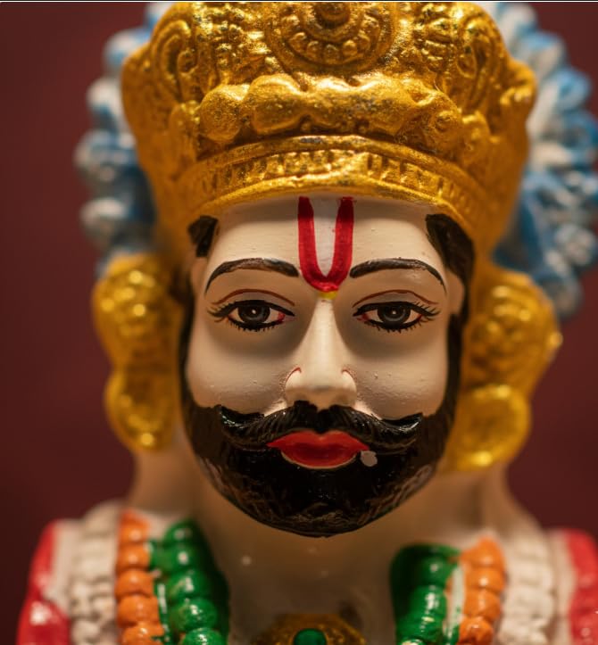 Image of POOMEE Khatu Shyam Baba Idol Resin Shyam Baba Murti for Home Mandir Pooja Room Religious Decor Spiritual Gift Divine Hindu God Statue