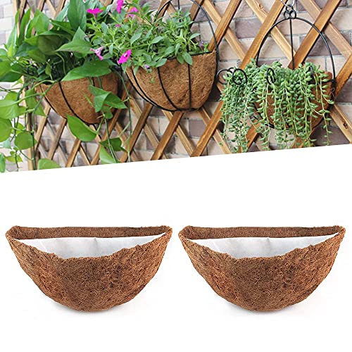 2PCS Half Round Coco Liners for Hanging Basket Planter, 10/12/14/16 inch Thicken Coconut Coir Fiber Liners Replacement for Garden Hanging Flower Pot,Vegetables Herbs Pot Indoor Outdoor (12 Inch)
