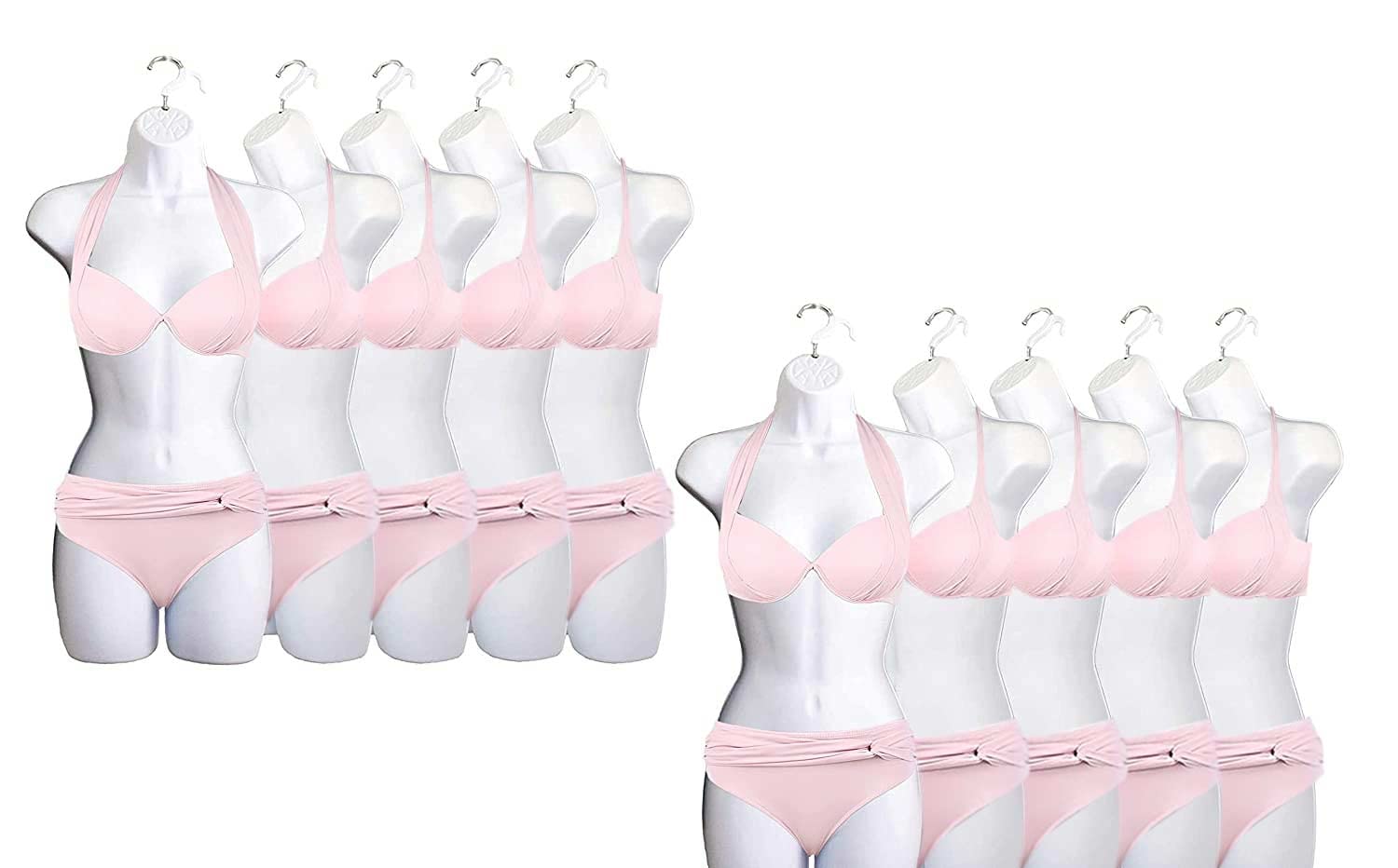 DisplayTown Set of 10 White Female Hip Long Torso Forms for T-shirt and Apparel Display (S-M)