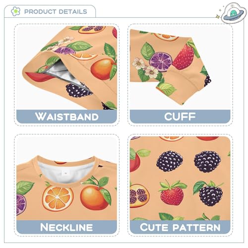 JUNZAN Cartoon Blackberries Fruit Peach Little Girls Hoodie Sweatshirt Long Sleeve Sweatshirts for Boys Athletic 4T3